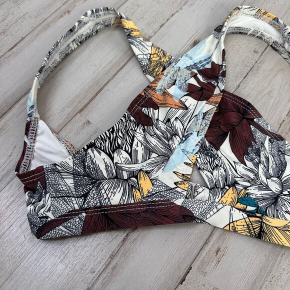 Ris-K Dippin Daisys Tide Bikini Top Only Multicolor Floral Criss Cross Lotus XS - Picture 2 of 7